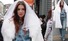 Yine bulmuş giyecek ilginç bir kıyafet: Damat yok ama duvağı başında