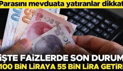 Son dakika… Mevduat sahipleri dikkat! İşte faizlerde son durum… 100 bin liraya 55 bin lira faiz